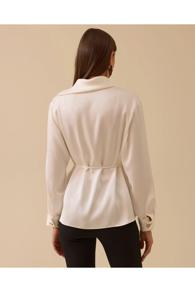 SEÇİL Asymmetric Buttoned Belted Shirt