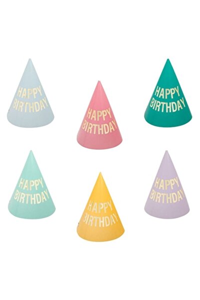 OEM Pălării de petrecere unisex, model Happy Birthday, set de 12 piese, multicolore, înălțime 16cm