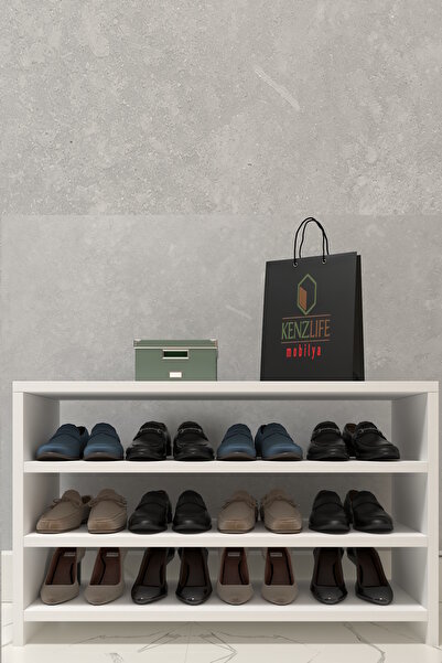 Kenzlife Ayakkabılık Konevi Mat Beyaz Suntalam 050*080*30 Oniki Çift Ayakkabı Kapasitesi Arkalıksız