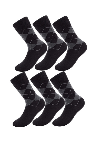 HRN Textile 6-Piece Men's Cotton Plaid Long Socks – Anti-Sweat and Odor
