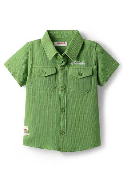 Babyhug Cotton Woven Half Sleeve Solid Color Shirt - Green