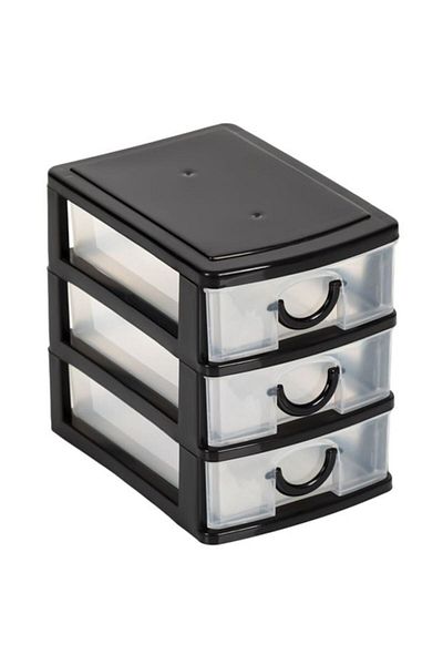 Neirini Office Storage Box, Neirini, Black/Transparent, 11 x 9 x 13 cm