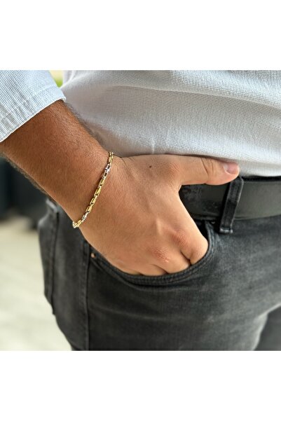 Utku Kuyumculuk 14 AYAR İTALYAN MODERN ERKEK BİLEKLİK