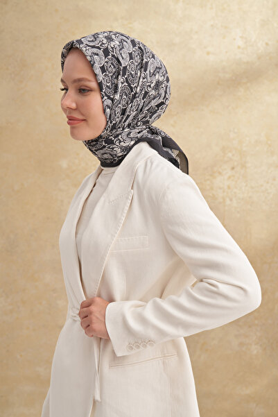 ARMANDA Floş Viscos Gaia Pattern Scarf - Black