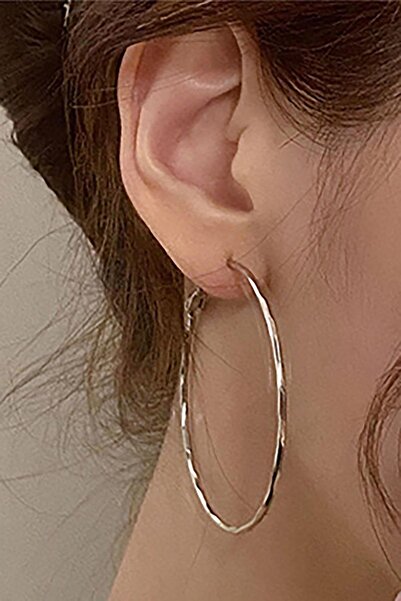 TAKIŞTIR Silver Color Hoop Earrings 60MM (Pair)