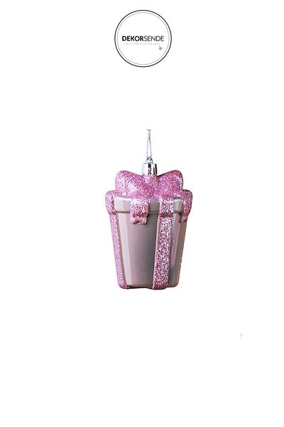 Dekorsende Christmas Ornament Glittery Shiny Gift Pack of 2 Pink 10 cm
