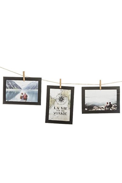 OEM Set of 10 Photo Frames with Black Twine, Hanging, 250 cm, Paper, Black