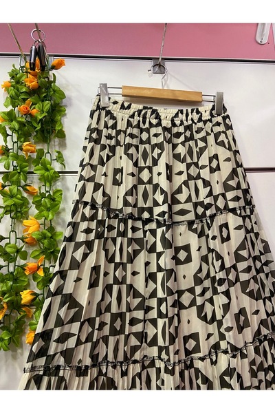 edu collection Patterned Chiffon Skirt with Lining