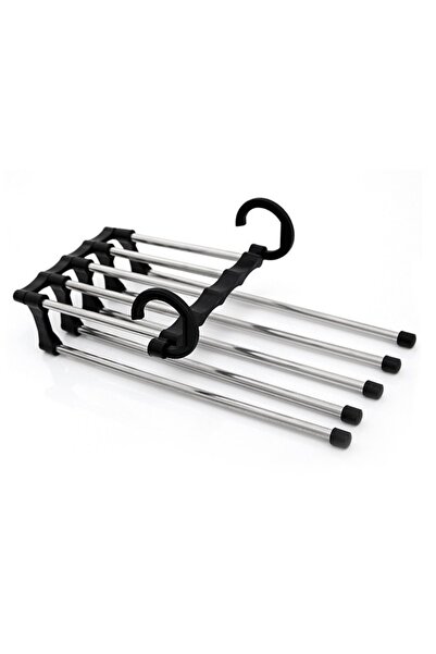 FOXMAG24 Κρεμάστρα οργάνωσης παντελονιών, μέταλλο/πλαστικό, διαστάσεις 47 x 18 x 6 cm, ασημί/μαύρο