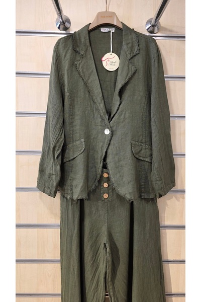 Park Moda Italian Linen Jacket with Fringe Detail