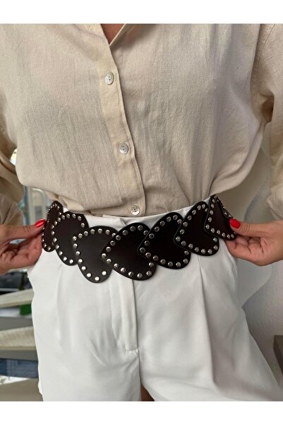 Tina İstanbul Kalp Aksesuarlı Kemer Acı Kahve