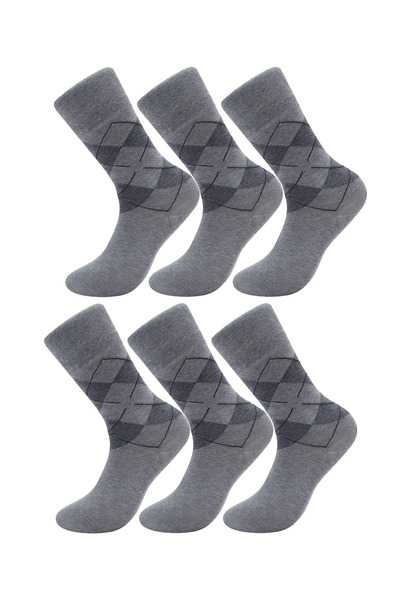 HRN Textile 6-Piece Men's Cotton Plaid Long Socks – Anti-Sweat and Odor
