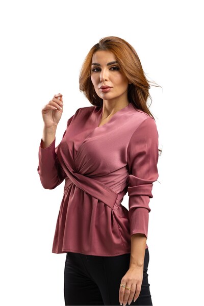 SUGA Satin Elegance Wrap Blouse