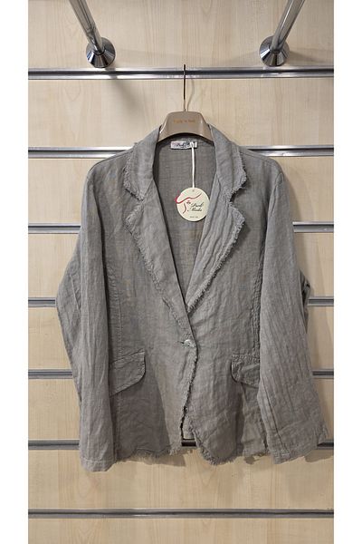 Park Moda Italian Linen Jacket with Fringe Detail