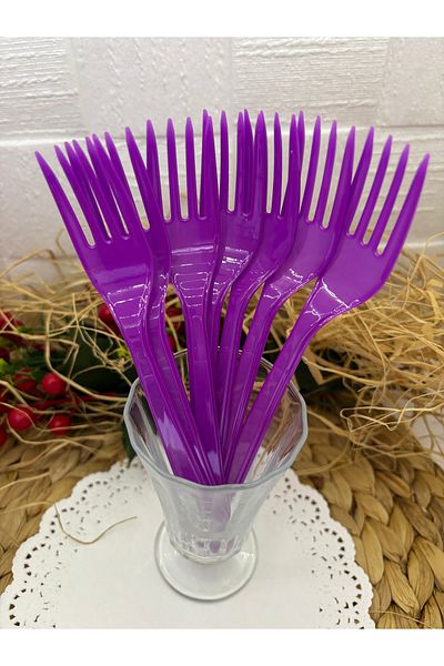 Deniz Party Store Purple Plastic Disposable Forks 25 Pieces