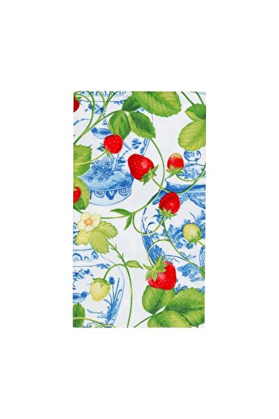 Caspari Strawberries And Cream Guest Towel Napkins 15 Per Package