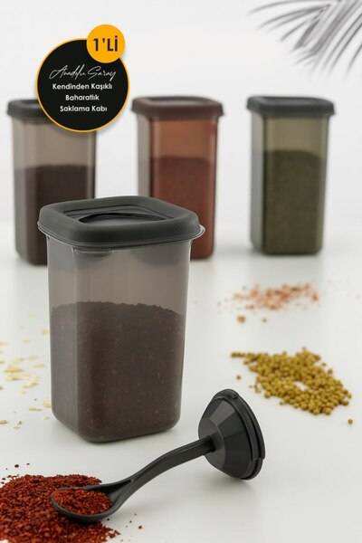 Anadolu Saray Seasoning Storage Container with Self Spoon – Bpa Free, Practical and Stylish Design