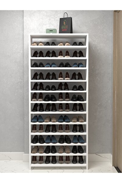 Kenzlife Ayakkabılık Konevi Mat Beyaz Suntalam 183*080*30 Kırksekiz Çift Ayakkabı Kapasitesi Arkalıksız