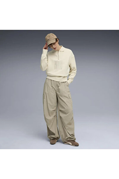 Puma PREMIUM ESS Polo Crew Krem Kadın Sweatshirt