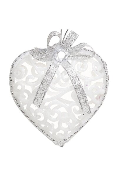 Lioness Set 6 globuri in forma de inimi albe perforate de Craciun, Lioness, 8 cm