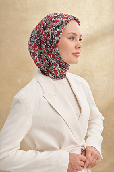 ARMANDA Floş Viscos Gaia Pattern Scarf - Bordo