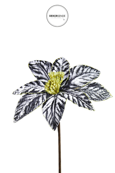 Dekorsende Artificial Modern Crumpled Poinsettia Black White 50 cm