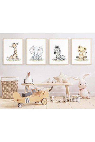 Emoda home Trove ديكور جداري لغرفة الأطفال على شكل حيوان سفاري، لوحة فنية جدا...