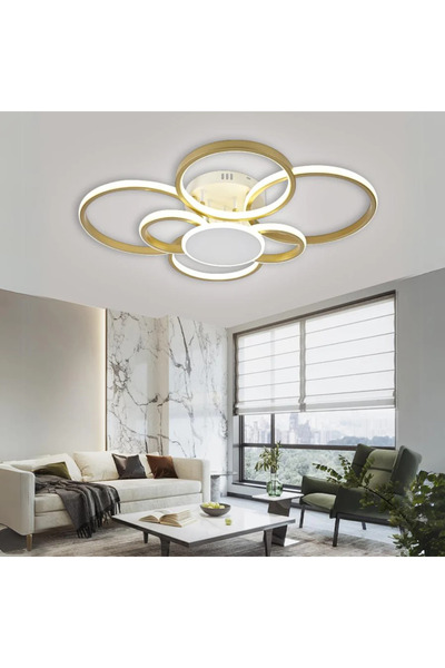 LED CONCEPT LED chandelier with 3 light types and remote control, 196W, dimmable, gold