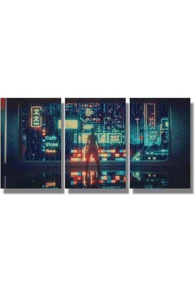 Emoda home Trove لوحات جدارية من طراز السايبربانك لغرفة المعيشة، أعمال فنية ت...