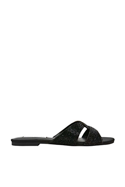 Steve Madden Womens Musa Black Flat Sandals