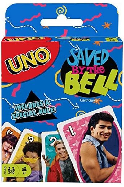 Mattel Games UNO Saved by The Bell Card Game with 112 Cards & Instructions, Adult or Family Game Night