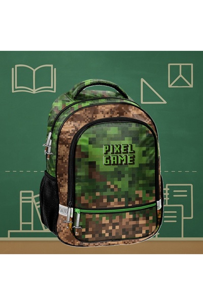 zola School bag set with pencil case and Minecraft backpack, 22 accessories, 2 compartments, 38x28x15 cm