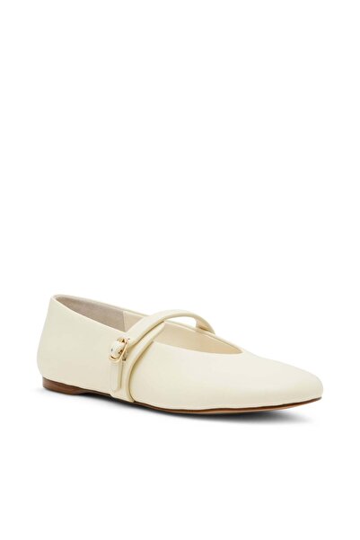 Steve Madden Womens Rejoice Almond Leather Ballet Flats
