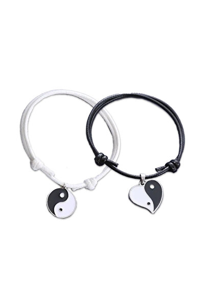 OEM Set 2 bratari din piele ecologica si pandantiv yin yang