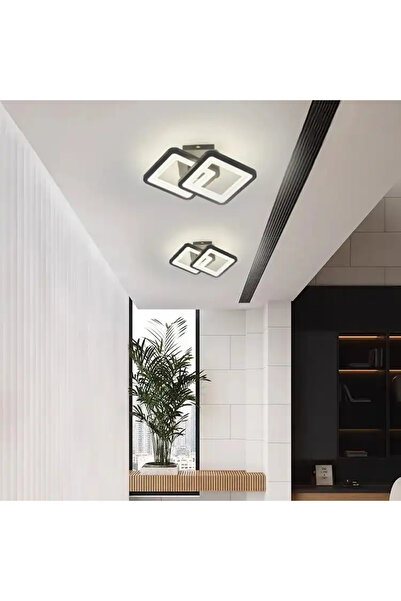 LED CONCEPT LED chandelier with 3 types of light and remote control, black, square, 52W, dimmable, 33x22x10cm
