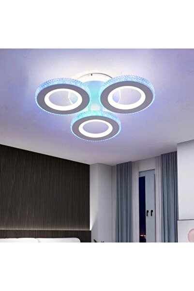 LED CONCEPT LED chandelier with 3 types of light + RGB and remote control, white, round, 76W, dimmable, 40x40x10cm