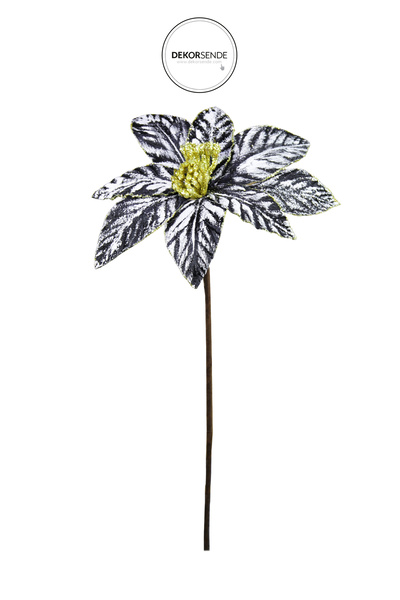 Dekorsende Artificial Modern Crumpled Poinsettia Black White 50 cm