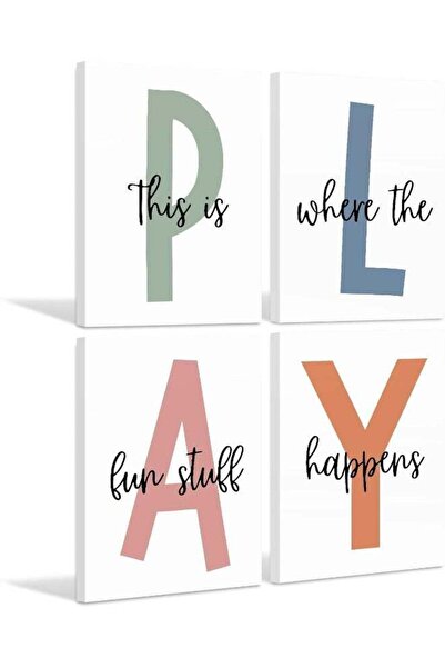 Emoda home Trove لوحة فنية جدارية لغرفة لعب الأطفال، ديكور جداري لغرفة لعب ال...