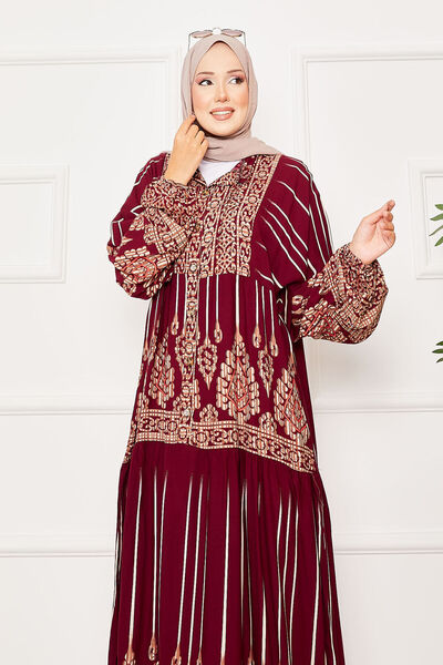 EBRUTESETTÜR Authentic Pattern Half Button Viscose Dress