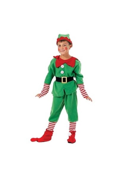 Jumbo Costum de elf de Crăciun pentru copii, pălărie, cizme, vârste 4-7, 150 cm