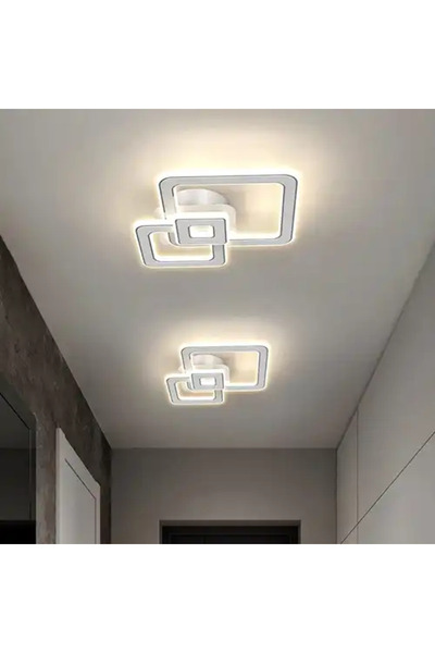LED CONCEPT LED chandelier with 3 types of light and remote control, white, square, 50W, dimmable, 25x25x8cm