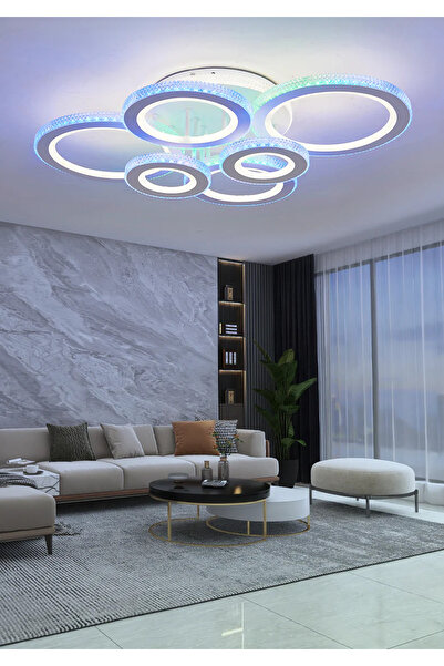LED CONCEPT LED chandelier with 3 types of light + RGB and remote control, 172W, dimmable, white