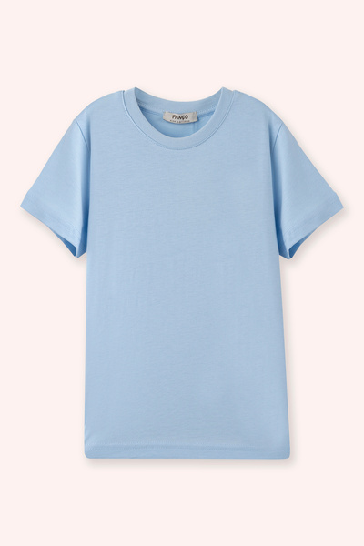 Panço Erkek Çocuk Bisiklet Yaka Açık Mavi Tişört