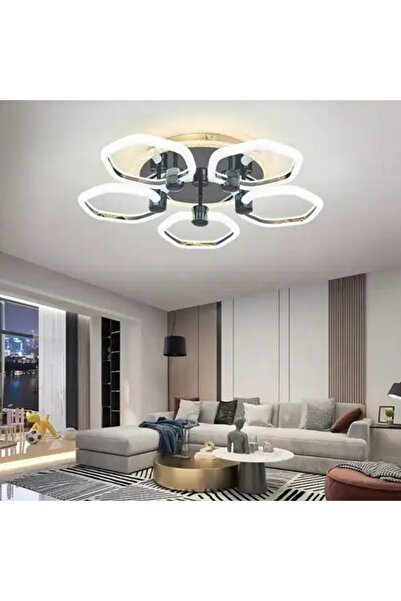 LED CONCEPT Lustra LED cu 3 tipuri de lumina + RGB si telecomanda, neagra, ro...
