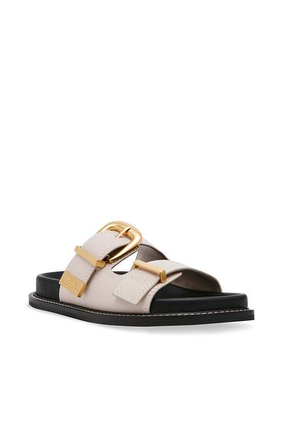Steve Madden Womens Arch Bone Action Leather Flat Sandals