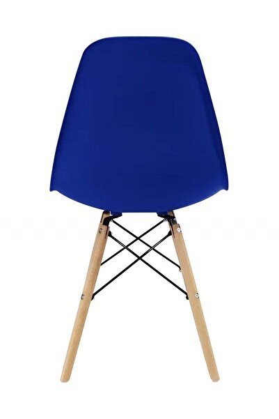 Taimi 3-Piece Dining Set, Modern Round Dining Table 80cm with 2 Blue Plastic Chairs and Wooden Legs