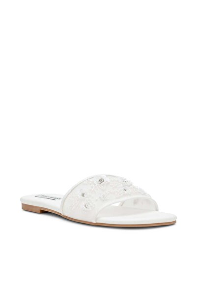 Steve Madden Womens Miyah Ivory Mesh Flat Sandals