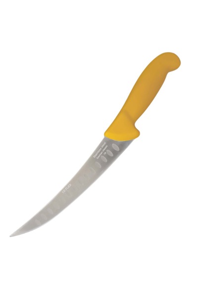 SDX Market Cuțit de măcelar cu lamă de 19 cm, semiflexibil, curbat, cu alveol...