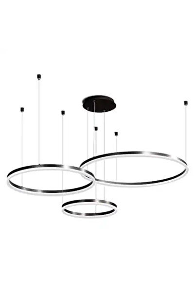 LED CONCEPT Lustra LED cu 3 tipuri de lumina si telecomanda, neagra, rotunda,...