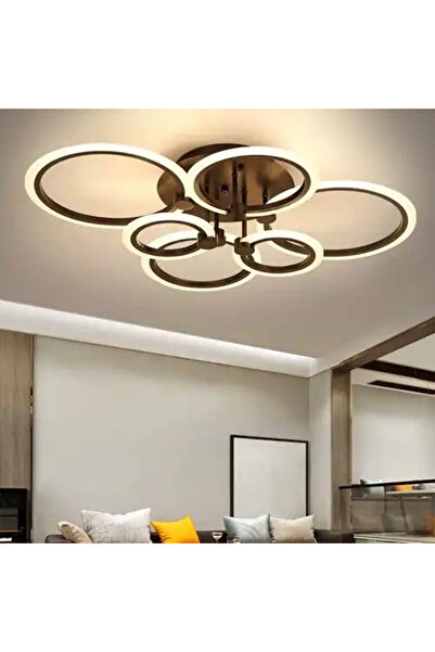 LED CONCEPT LED chandelier with 3 types of light and remote control, brown, round, 160W, dimmable, 75x55x16cm